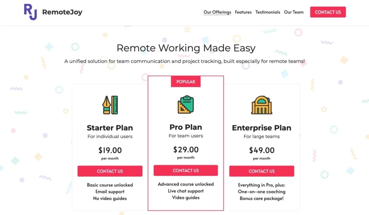 Remote Joy Vorlage von Strikingly Remote Joy Vorlage von Strikingly