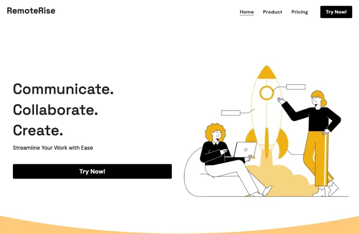 RemoteRise Startup-Vorlage von Strikingly RemoteRise Startup-Vorlage von Strikingly