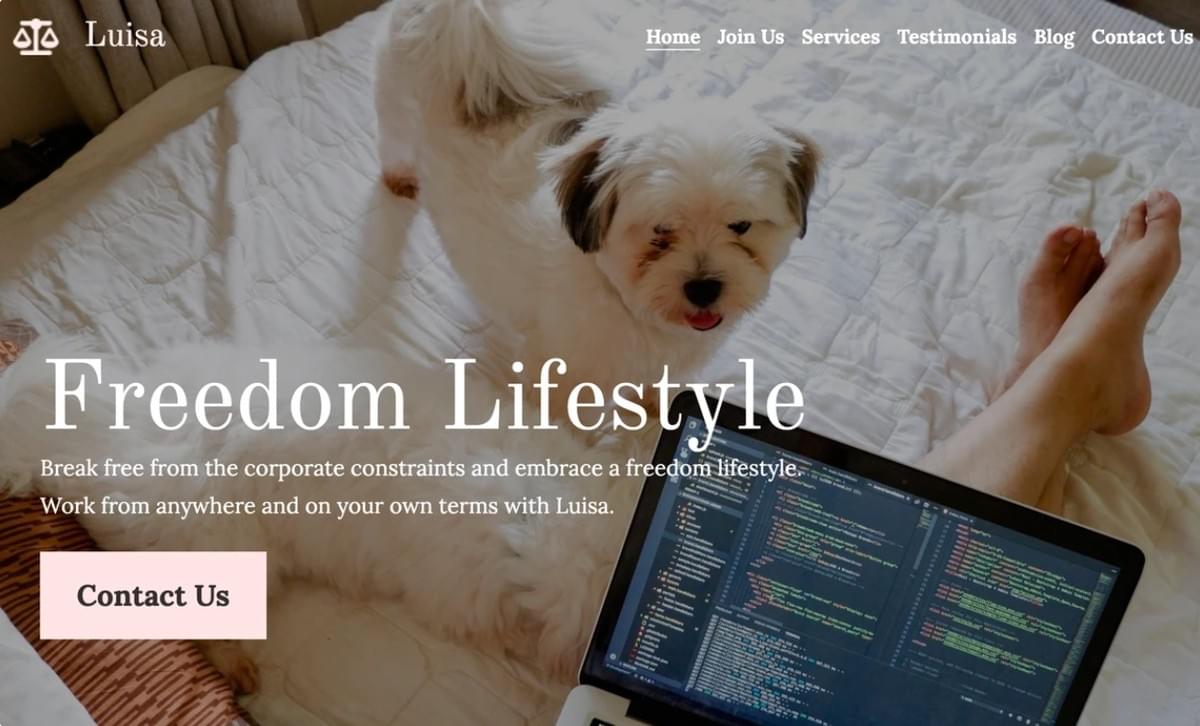 Modelo Freedom Lifestyle da Strikingly Modelo Freedom Lifestyle da Strikingly