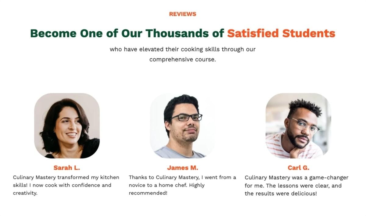 Modelo Culinary Mastery da Strikingly Modelo Culinary Mastery da Strikingly