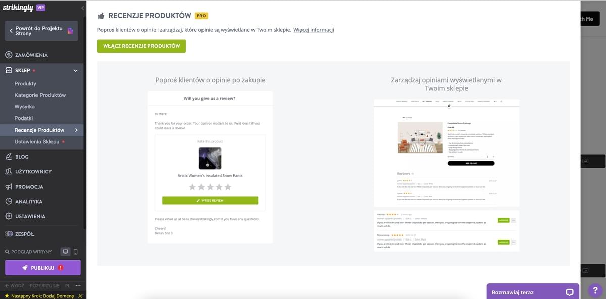 Funkcja Recenzji Produktów od Strikingly Funkcja Recenzji Produktów od Strikingly