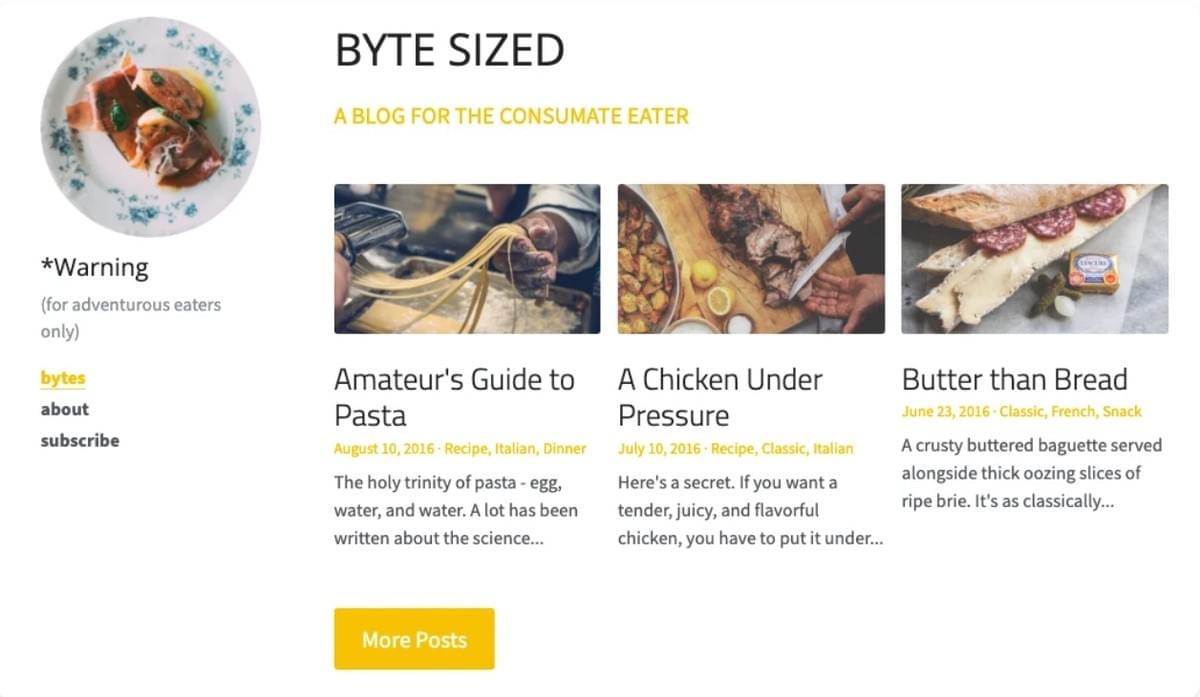 Byte Sized Blog Template von Strikingly Byte Sized Blog Template von Strikingly