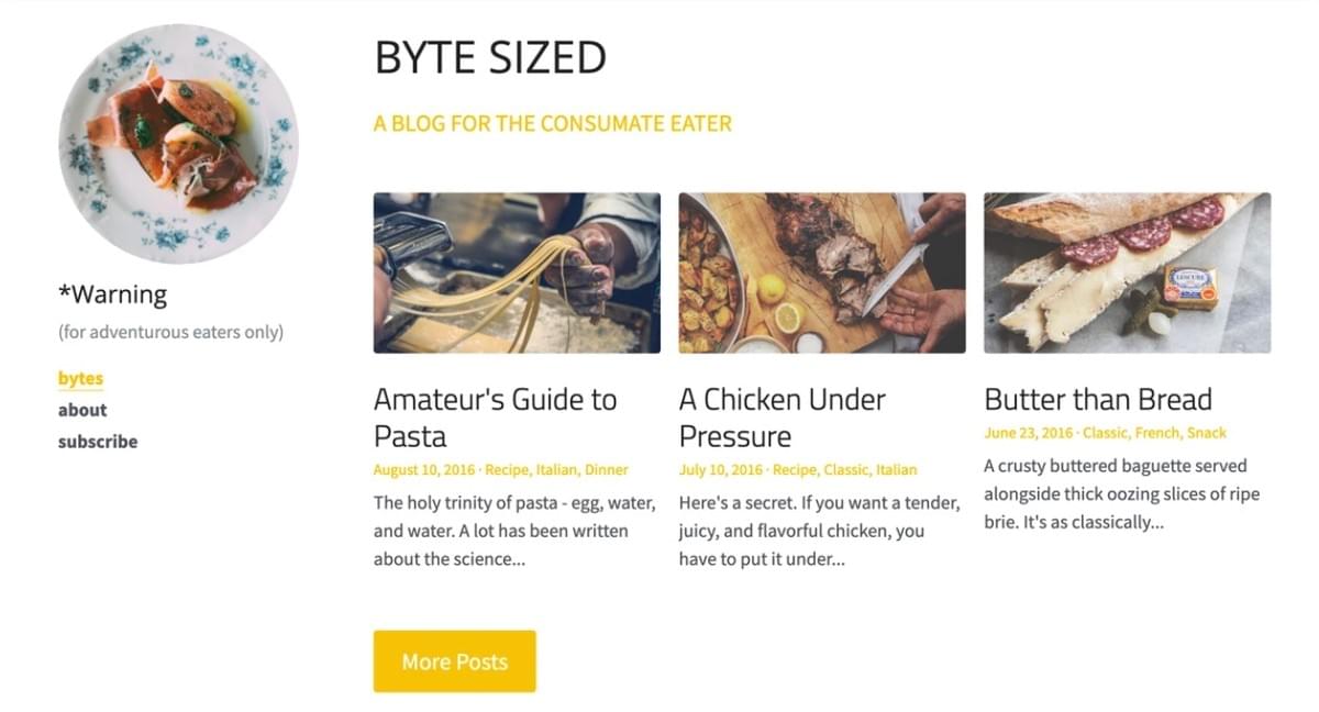 Template de Blog Byte Sized da Strikingly Template de Blog Byte Sized da Strikingly