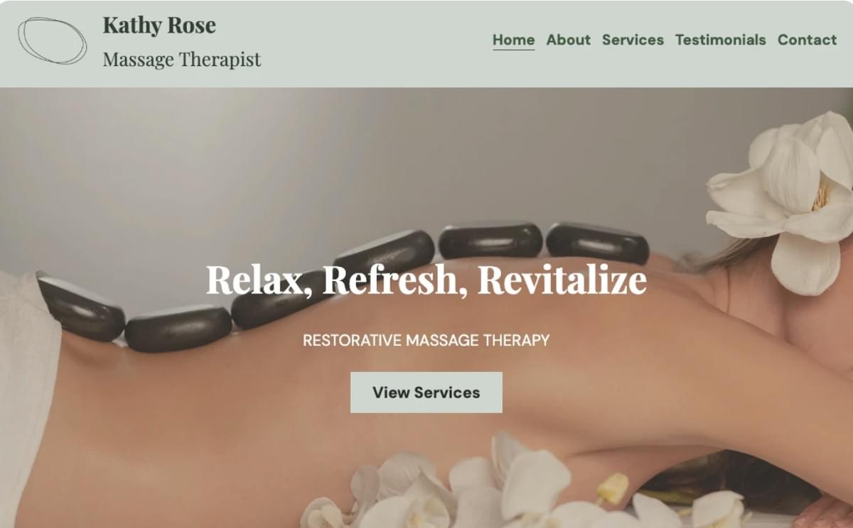 Massagetherapeut sjabloon van Strikingly Massagetherapeut sjabloon van Strikingly