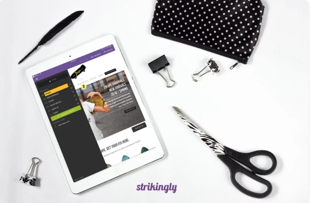 Editor de Sites Strikingly em Dispositivo Móvel Editor de Sites Strikingly em Dispositivo Móvel