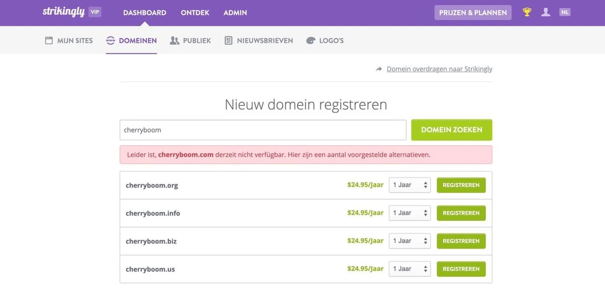 Strikingly Domein Selectie Pagina Strikingly Domein Selectie Pagina