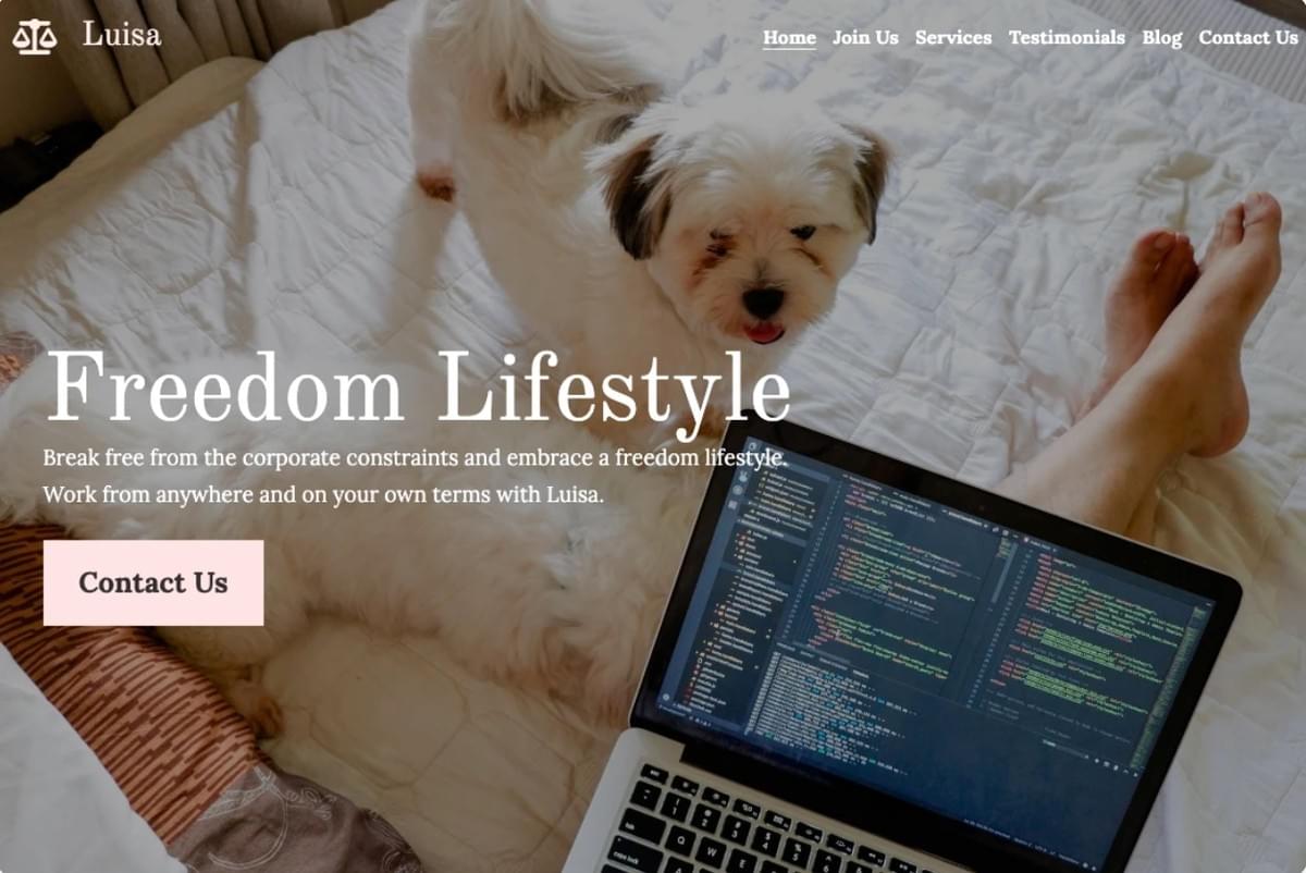 Freedom Lifestyle Website Template van Strikingly Freedom Lifestyle Website Template van Strikingly