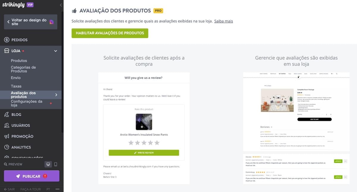Avaliações de Produtos da Strikingly Avaliações de Produtos da Strikingly