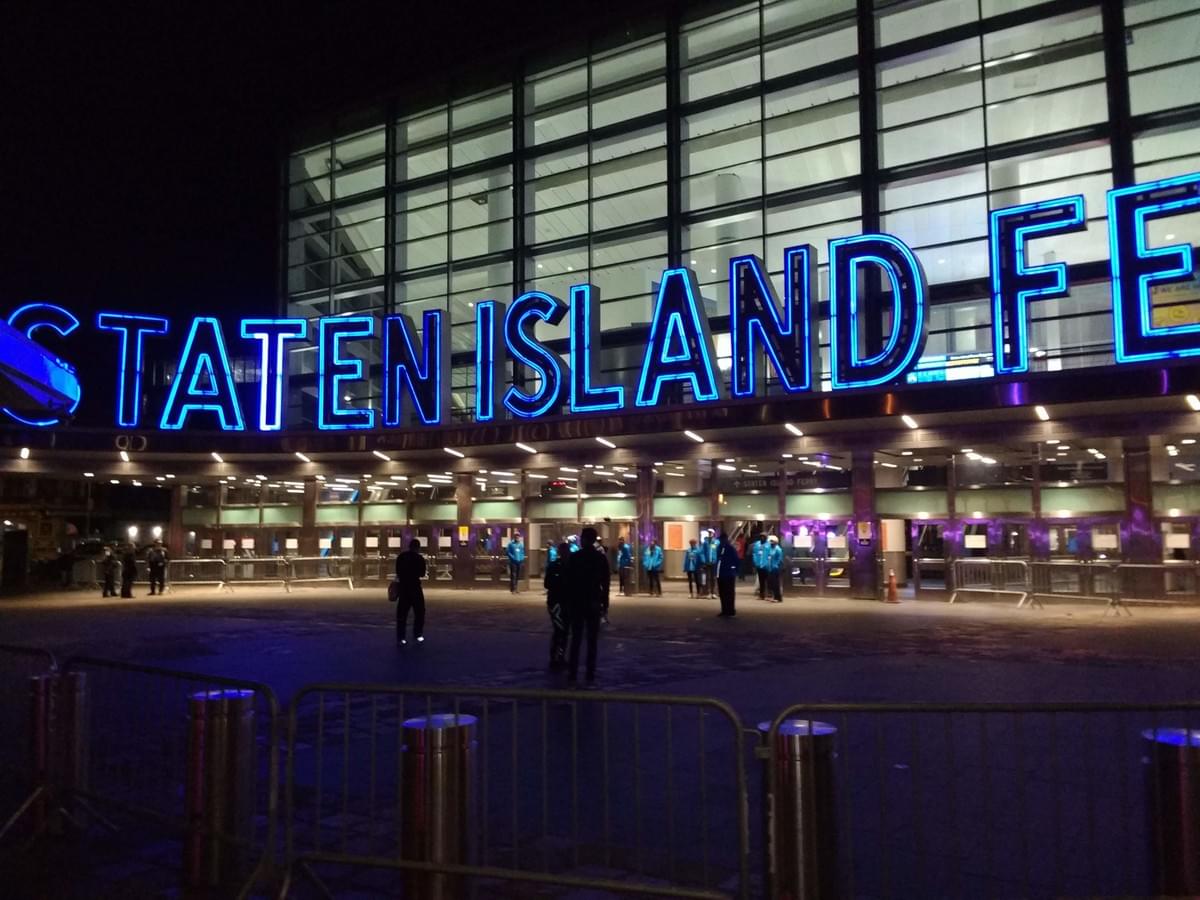The lights of Whitehall Ferry Terminal in the morning darkness of New York City marathon day The lights of Whitehall Ferry Terminal in the morning darkness of New York City marathon day