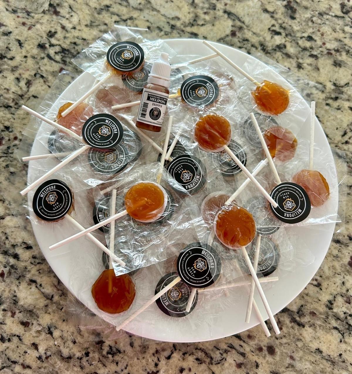 Melipona Stingless Bee Raw Honey Lollipops Kit 1 FREE10 ml Dropper