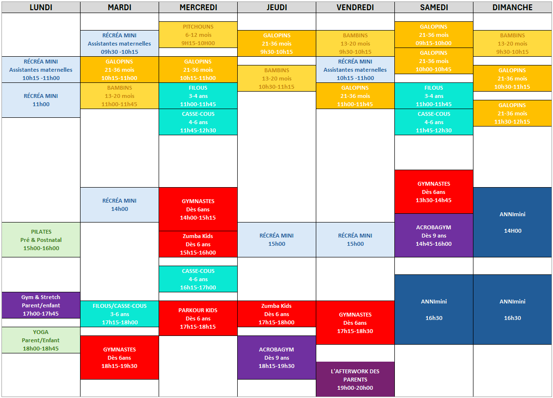Planning du 23 juin au 5 juillet Planning du 23 juin au 5 juillet