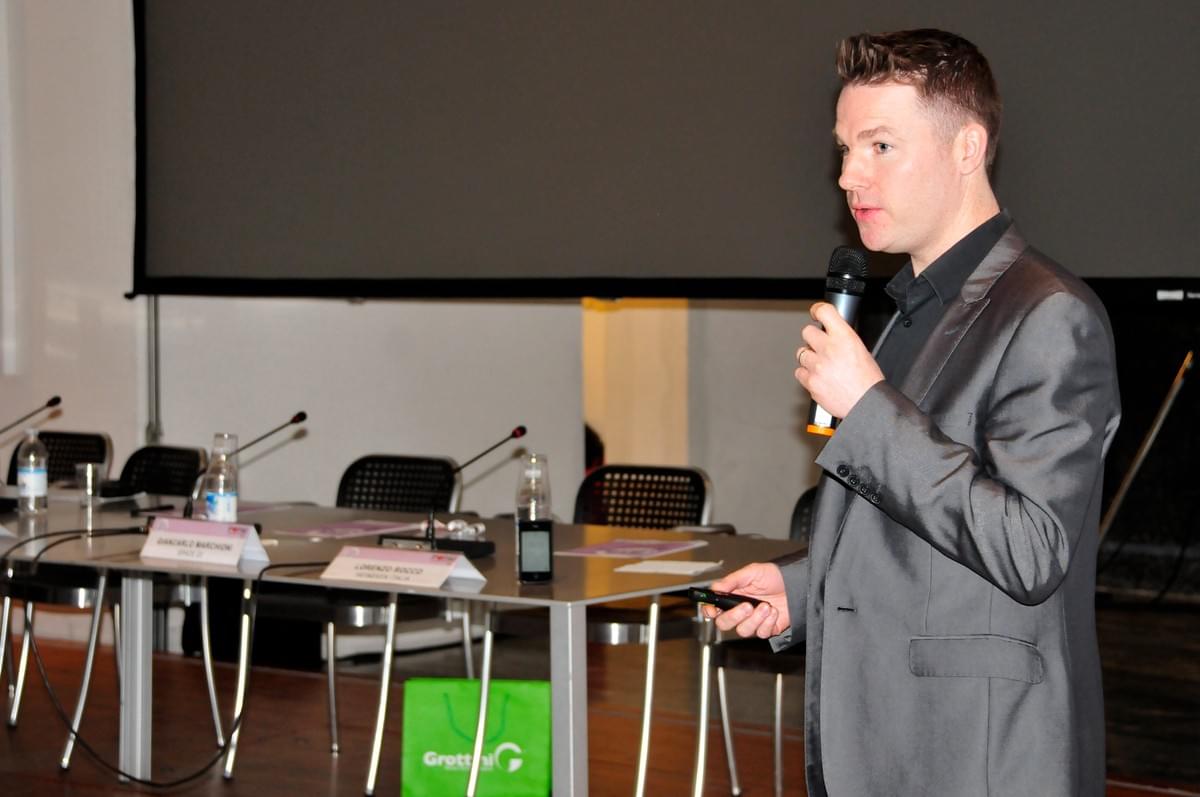 Austin McGinley speaking at the Retail Visions conference in Milan Austin McGinley speaking at the Retail Visions conference in Milan