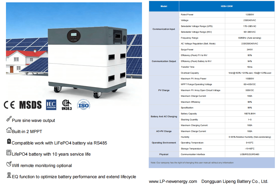 15KWH all-in-one lithium battery solar generator system can be stacked for home solar storage syste