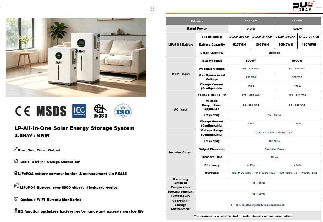 LP-All-in-One Solar Energy Storage System 3.6KW / 6KW
