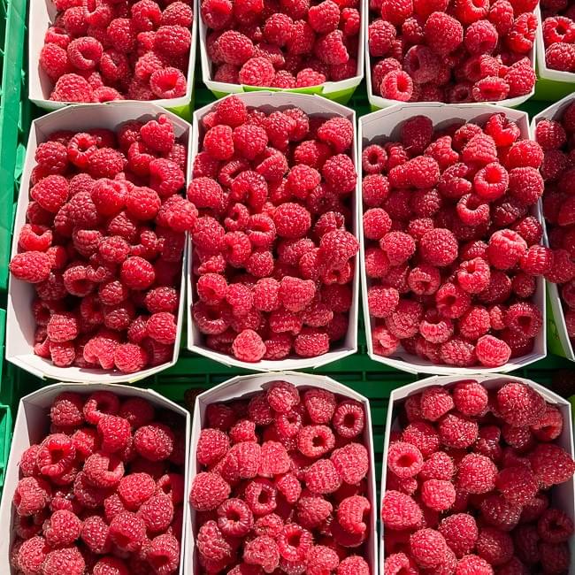Raspberries at our local farmer's market Raspberries at our local farmer's market