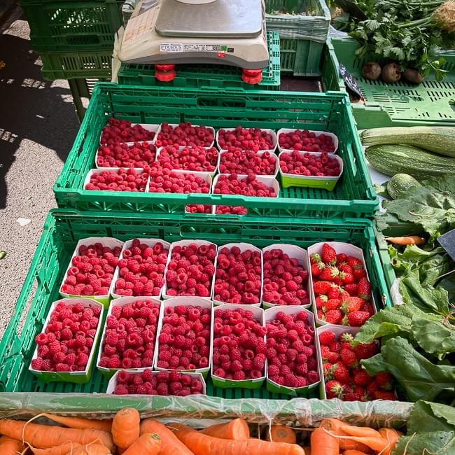 Farmer's market raspberries — in October! Farmer's market raspberries — in October!