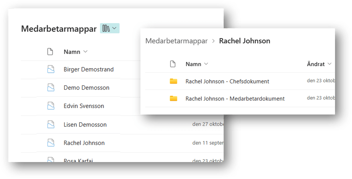 Medarbetarmappar för till exempel utvecklingssamtal, lönesamtal med mera. Medarbetarmappar för till exempel utvecklingssamtal, lönesamtal med mera.