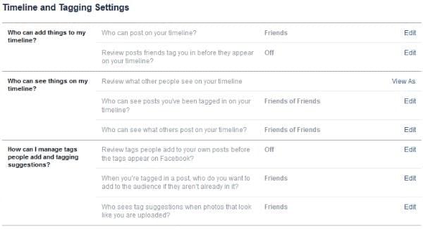 Facebook Timeline Tagging Settings Facebook Timeline Tagging Settings