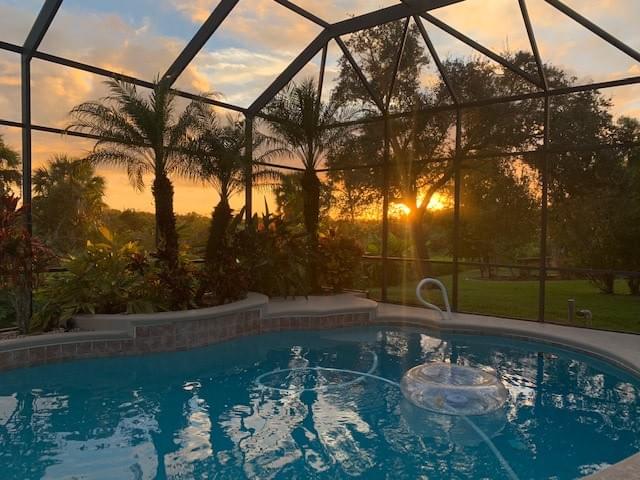 Sunset view of pool overlook nature preserve Sunset view of pool overlook nature preserve