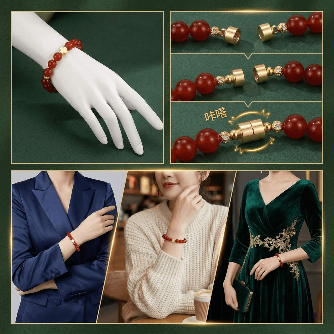 【海底輪】紅瑪瑙磁吸手鍊|8mm紅瑪瑙|睿智水晶 RuiZhiShuiJing