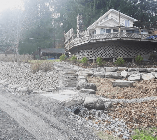 A completed Landscaping service project. Hardscape, stonework, Decorative garden, and retaining wall. A completed Landscaping service project. Hardscape, stonework, Decorative garden, and retaining wall.