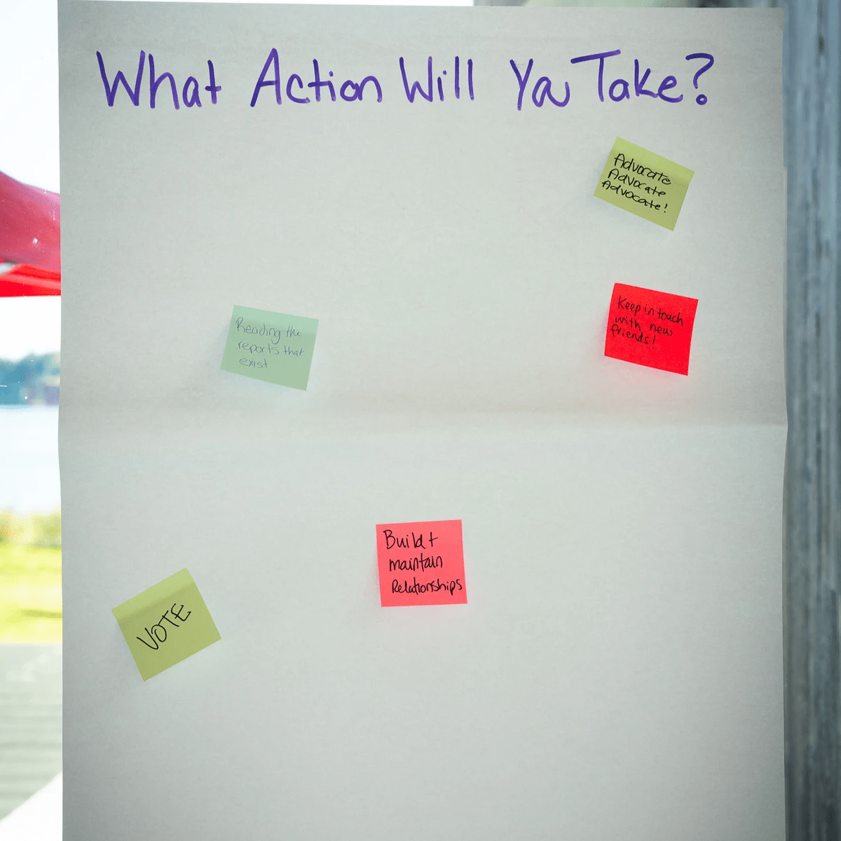 Photo: White sheet of paper asking the question "What action will you take?" Photo: White sheet of paper asking the question "What action will you take?"