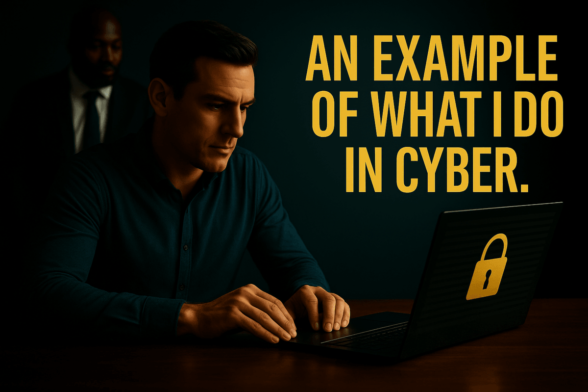A focused man sits at a desk in a softly lit office, working on a laptop displaying a golden padlock icon. He appears calm and analytical, with visible hands and facial relief under natural light. On the right, large golden text reads “AN EXAMPLE OF WHAT I DO IN CYBER.” The image reflects TruthX’s forensic, technological, and professional identity. A focused man sits at a desk in a softly lit office, working on a laptop displaying a golden padlock icon. He appears calm and analytical, with visible hands and facial relief under natural light. On the right, large golden text reads “AN EXAMPLE OF WHAT I DO IN CYBER.” The image reflects TruthX’s forensic, technological, and professional identity.