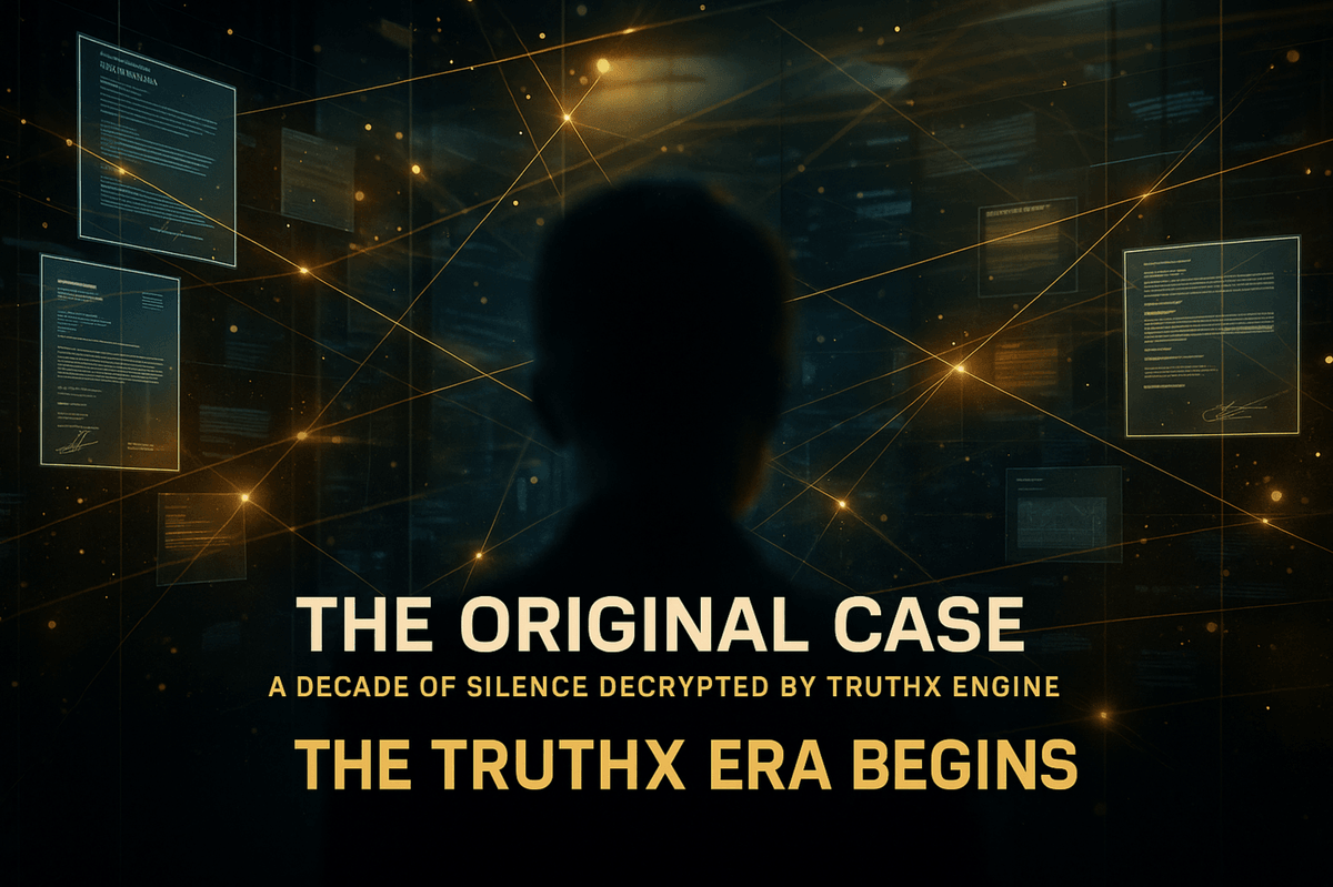 Cinematic digital illustration showing an immersive forensic AI investigation room in TruthX style, with holographic files, golden quantum particles, and a dark navy atmosphere symbolizing the rise of augmented justice — The TruthX Era Begins. Cinematic digital illustration showing an immersive forensic AI investigation room in TruthX style, with holographic files, golden quantum particles, and a dark navy atmosphere symbolizing the rise of augmented justice — The TruthX Era Begins.