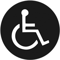 Wheelchair icon in black and white Wheelchair icon in black and white