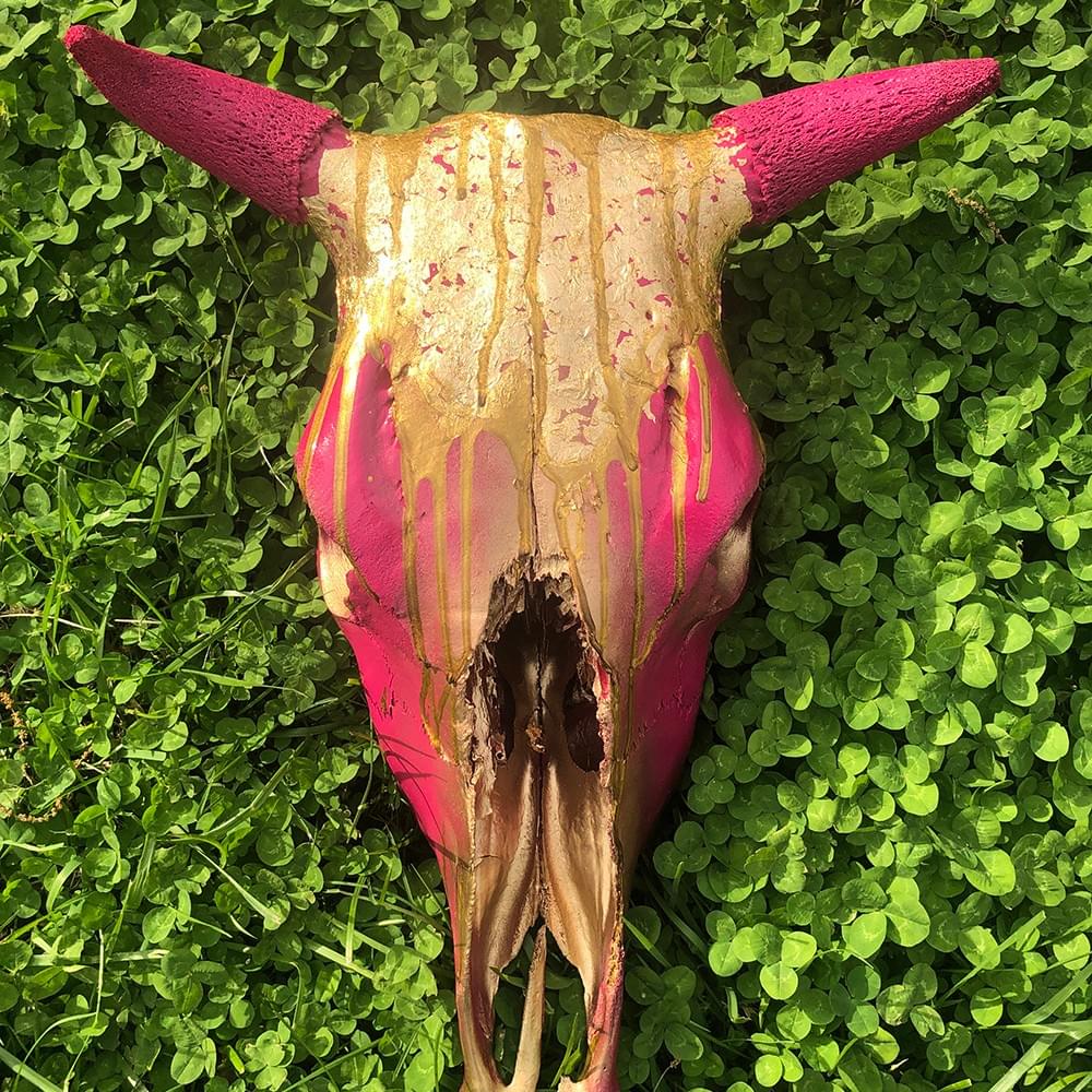Pink and Gold Bull Skull
