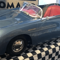 Half-Scale Aqua Blue Metallic 356 Porsche Carrera with Baby Moon hubcaps. Third Prototype