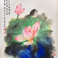 NO 00027 小品潑彩墨荷(1)