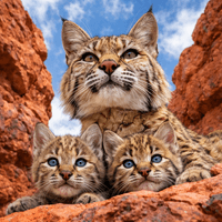 Bobcat with Kittens