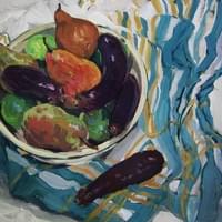 Eggplants And Pears (oil on board)
