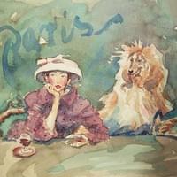 Aperitif For Madame And Her Dog (watercolour)