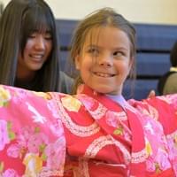 Trying on a Kimono 