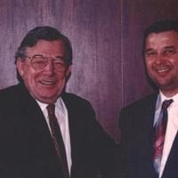 Shaking hands with Lane Kirkland during orientation at AFL-CIO