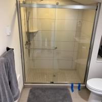 Upstairs second bathroom, tiled rainforest shower heads