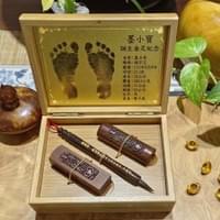 Q版孟宗竹盒-Q版紫檀胎毛筆+紫檀水鑽臍帶章.胎毛章
