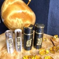 玻璃纖維圓筒百年好合印筒+赤牛角對章雙喜