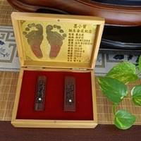 Q版孟宗竹盒(含金足印)-紫檀水鑽臍帶章胎毛章