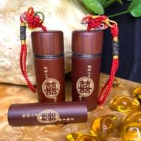 紅紫檀對章+圓筒-喜