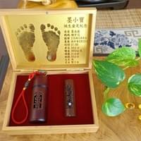 Q版孟宗竹盒(含金足印)-紫檀水鑽臍帶章+檀木印筒