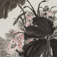 謝遠新水墨荷花賞析