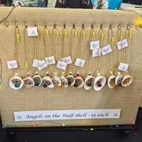 Handmade tree ornaments and jewelry.