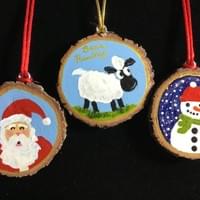 Handmade tree ornaments and jewelry.