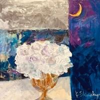 「月と花」S6号キャンバス 41×41cm