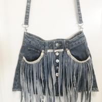 Denim fringe bag
