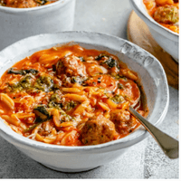 Tomato Orzo w. Meatballs