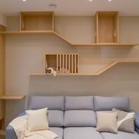 高雄木工裝潢完工照片｜客廳寵物空間木作